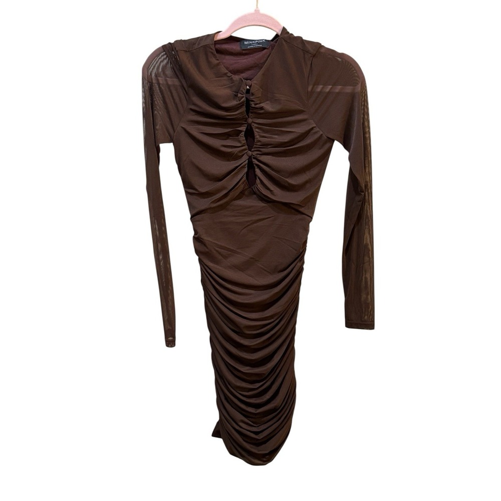 MINKPINK Allure Brown Ruched Mini Dress